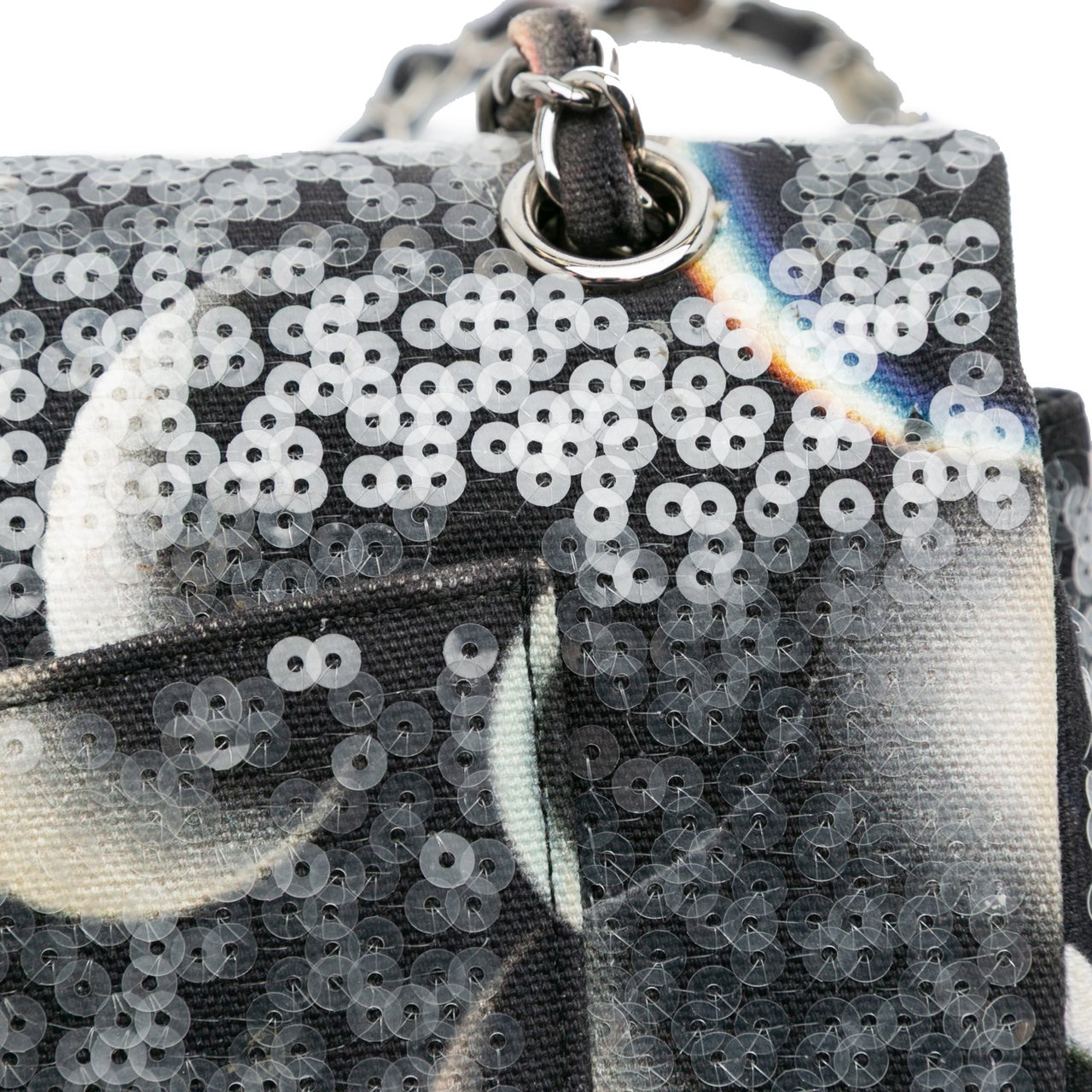 Chanel Medium Classic Canvas Sequin Moon Double Flap Zwart