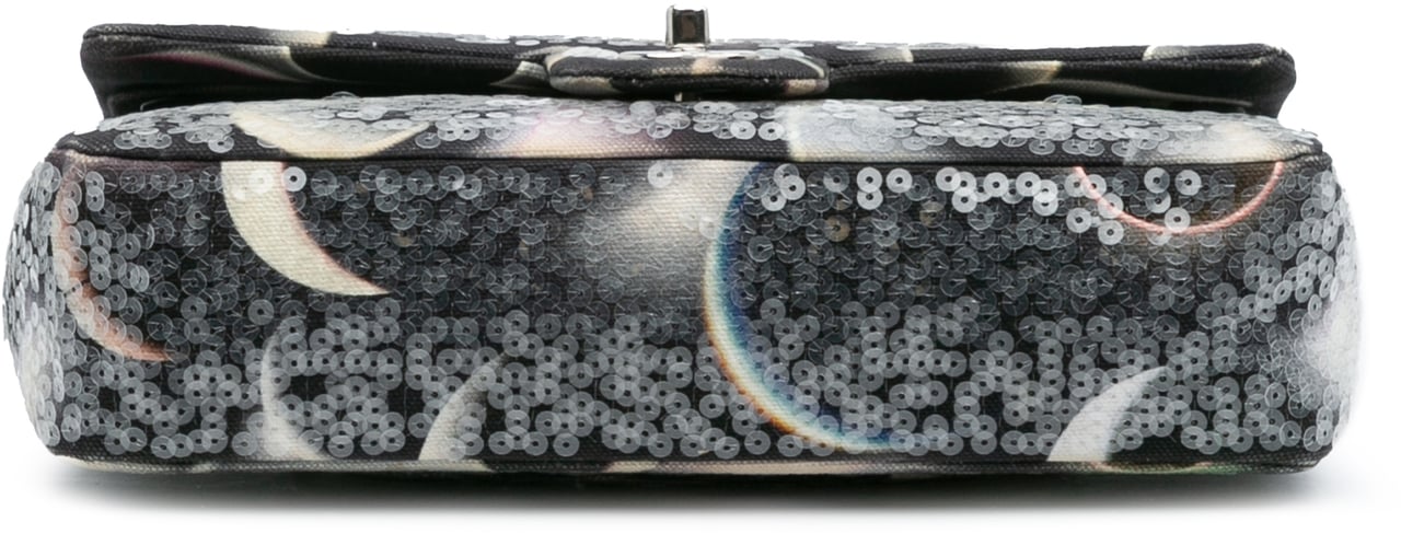 Chanel Medium Classic Canvas Sequin Moon Double Flap Zwart