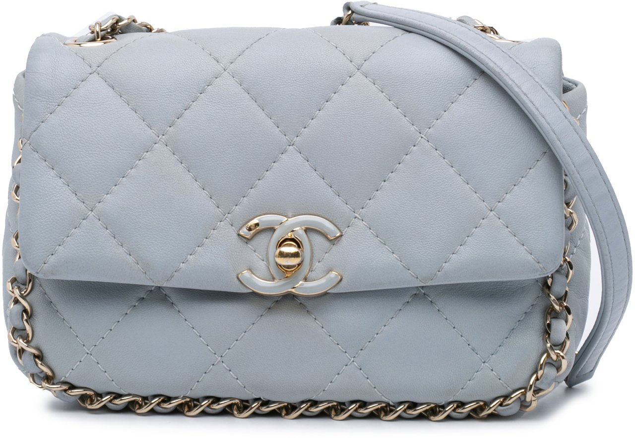 Chanel Mini Calfskin Chain Around Flap Grijs