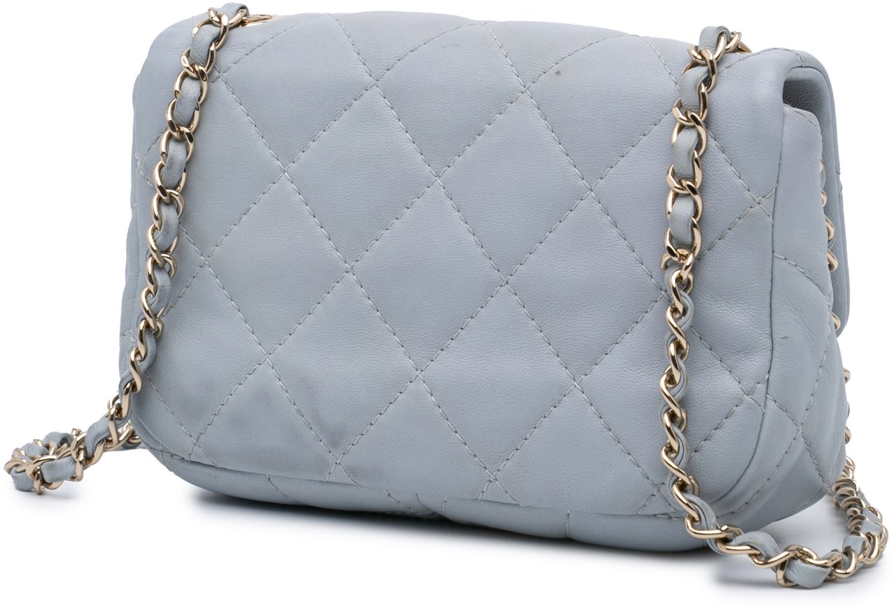 Chanel Mini Calfskin Chain Around Flap Grijs