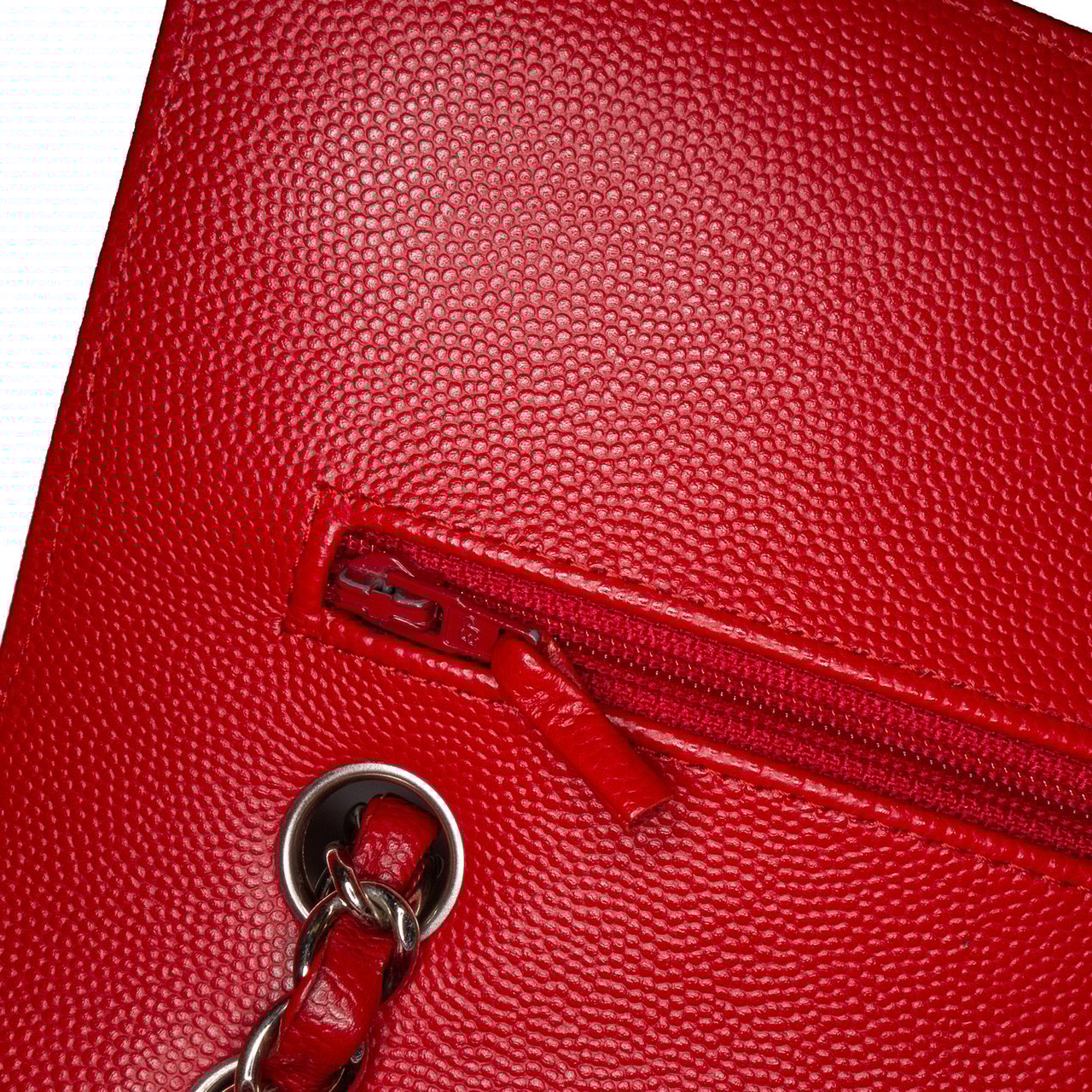 Chanel Medium Classic Chevron Caviar Double Flap Rood