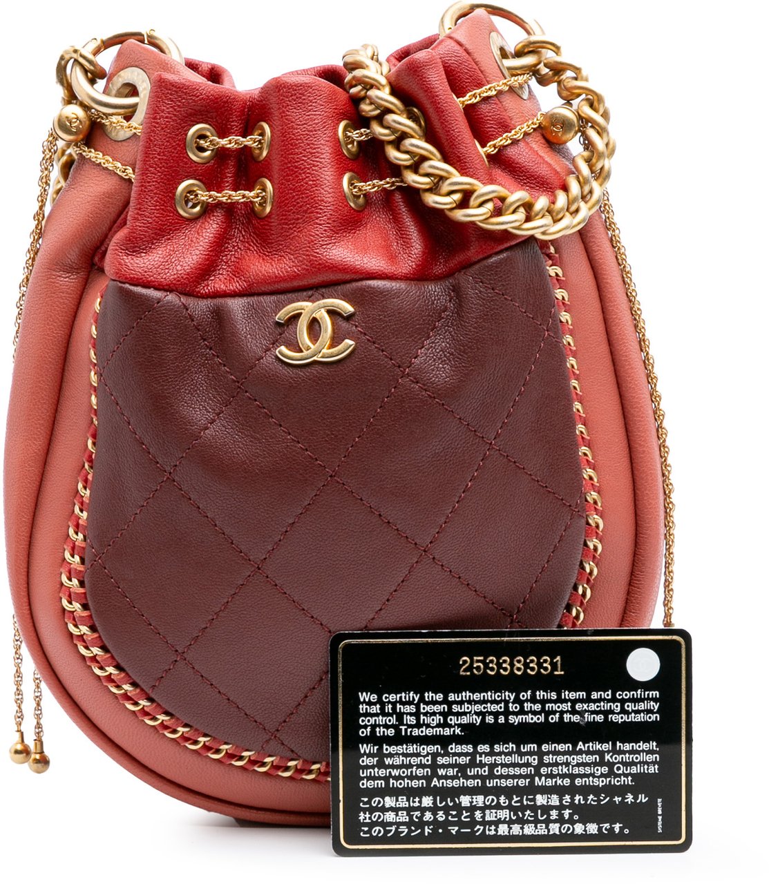 Chanel CC Quilted Calfskin Drawstring Bucket Bag Rood