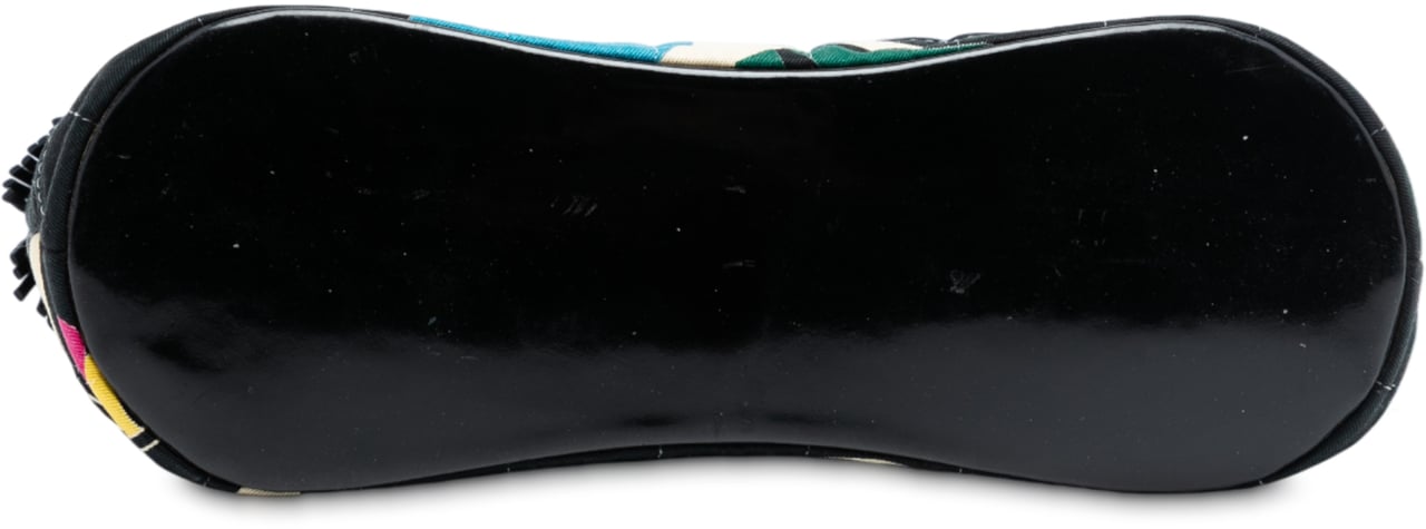 Chanel Chocolate Bar Printed Canvas Fringe Handbag Zwart