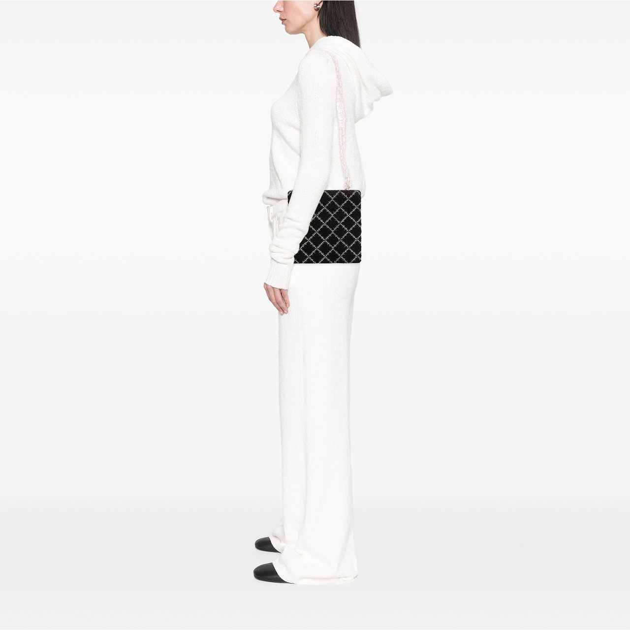 Chanel Tweed and Resin Zipped Chain Shopping Bag Zwart