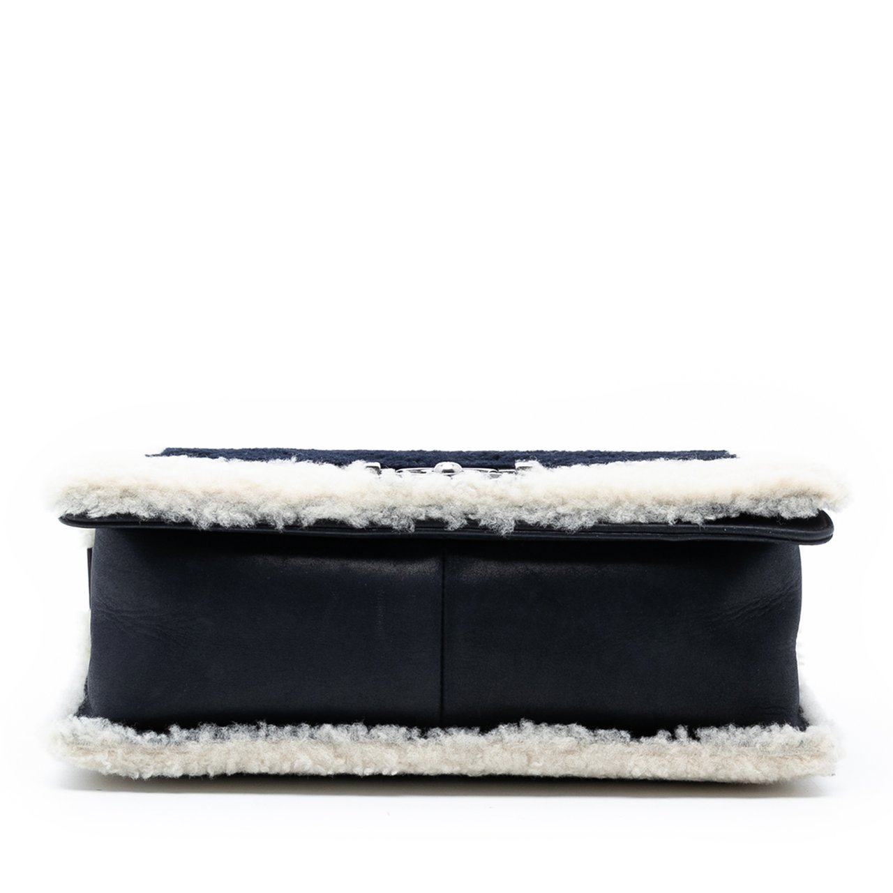 Chanel Old Medium Bicolor Shearling Boy Flap Zwart