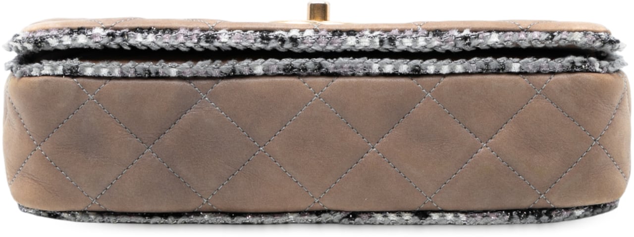 Chanel Small Quilted Lambskin and Tweed Chain Flap Bruin