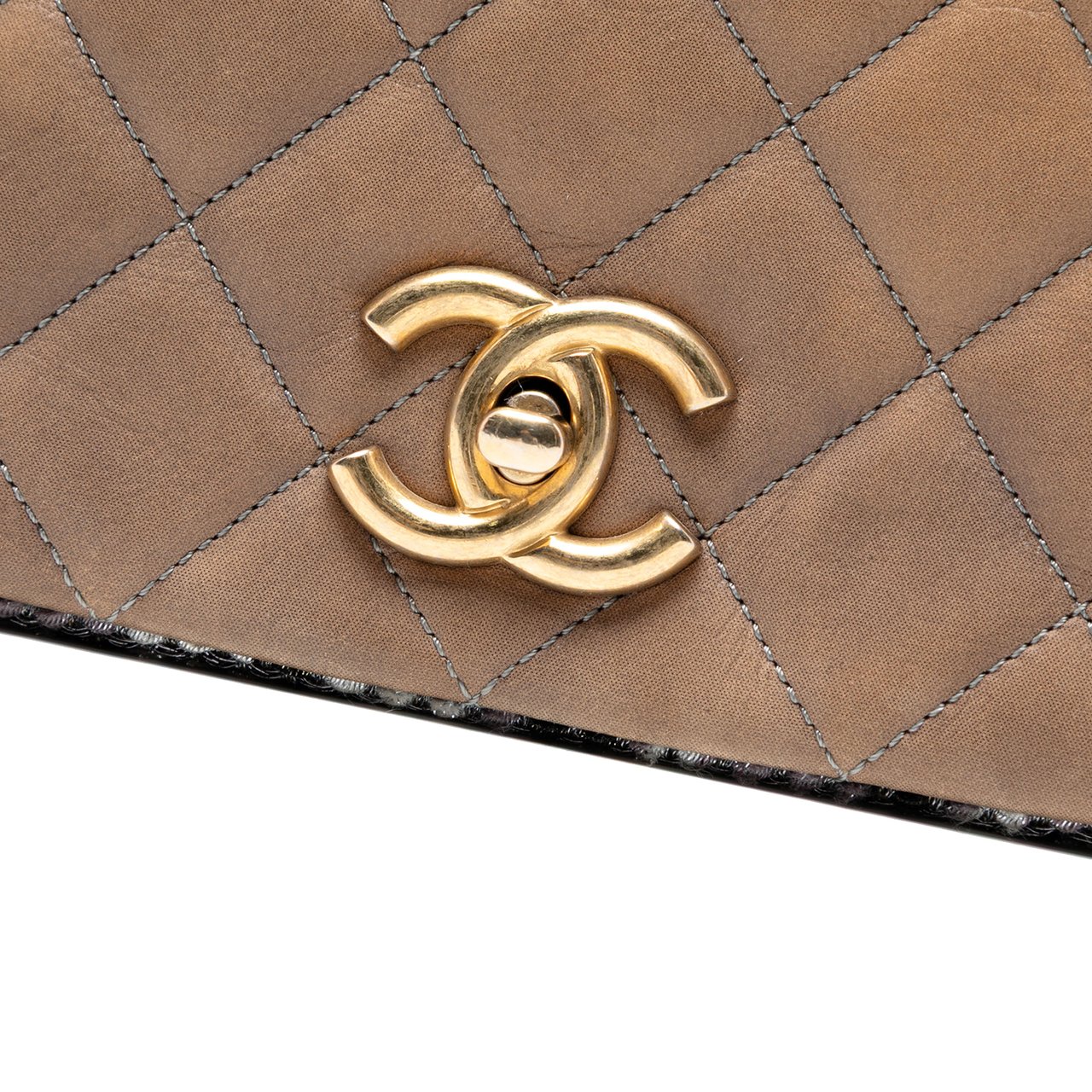 Chanel Small Quilted Lambskin and Tweed Chain Flap Bruin