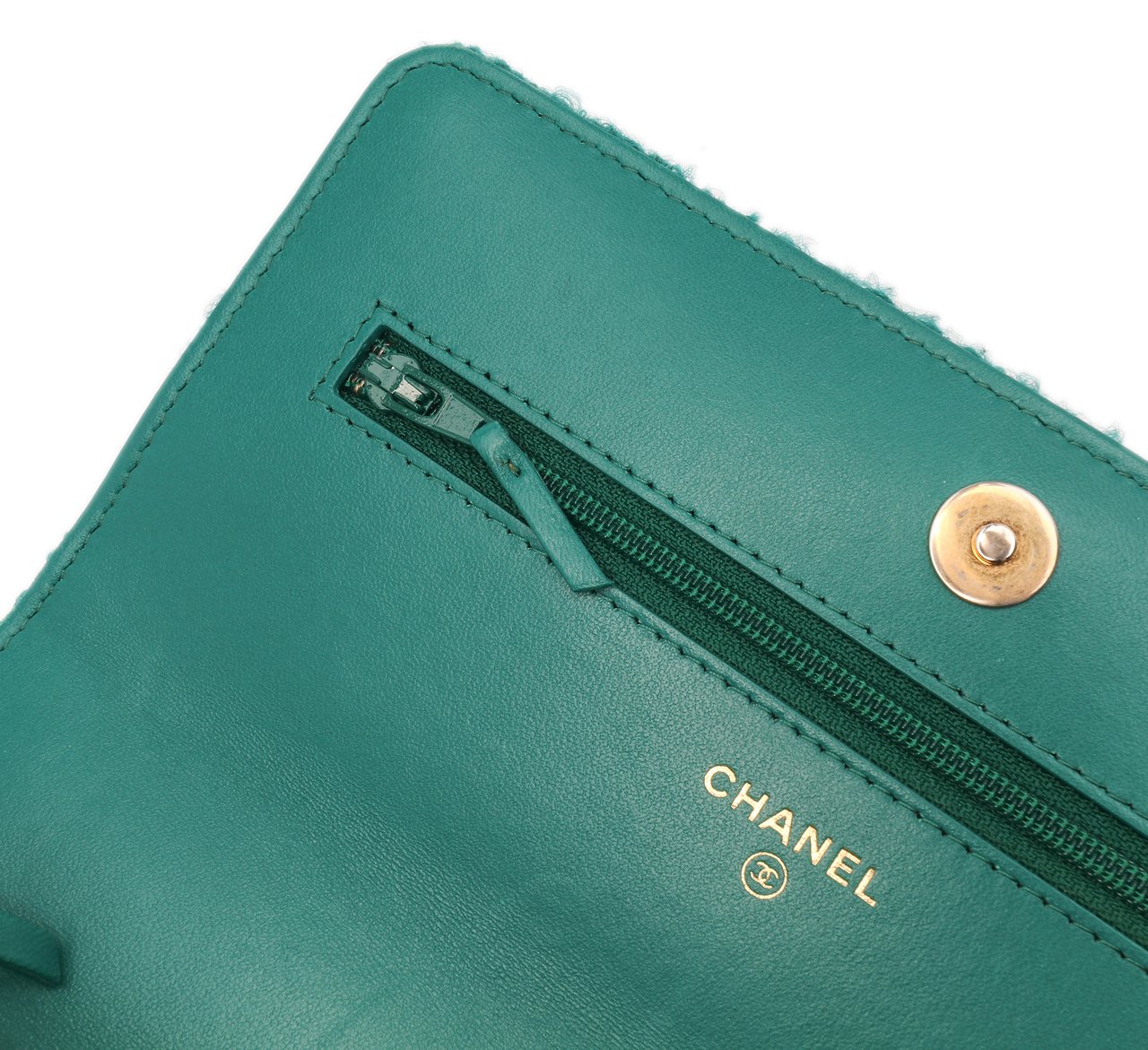 Chanel Tweed 19 Wallet On Chain Groen