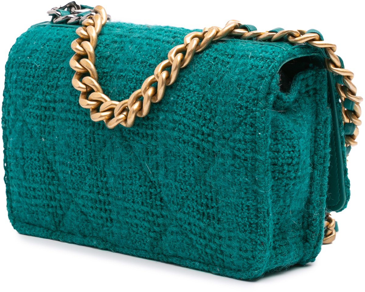 Chanel Tweed 19 Wallet On Chain Groen