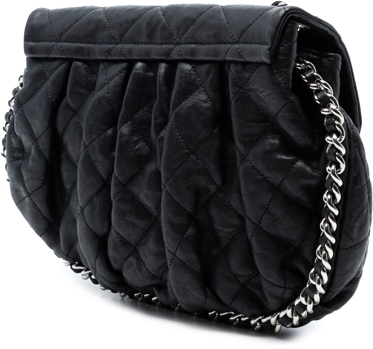 Chanel Medium Quilted Washed Lambskin Chain Around Messenger Bag Zwart