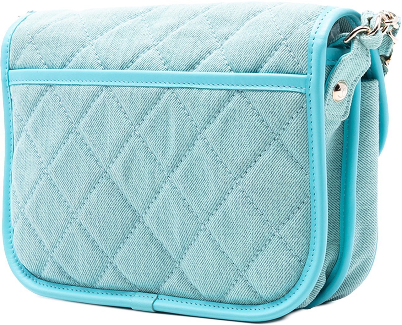 Chanel Small CC Quilted Denim Messenger Flap Blauw