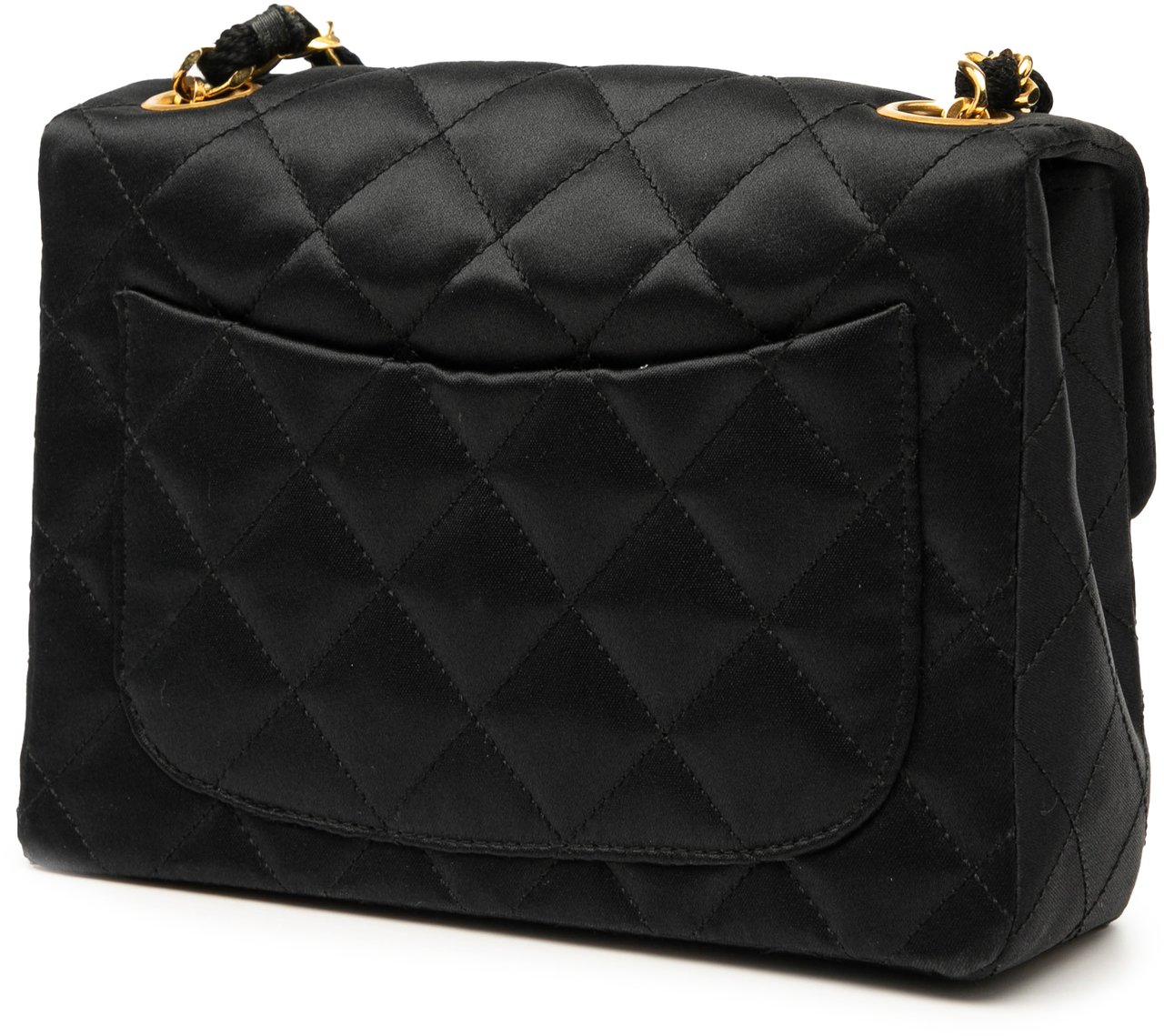 Chanel Mini Square Classic Satin Single Flap Zwart