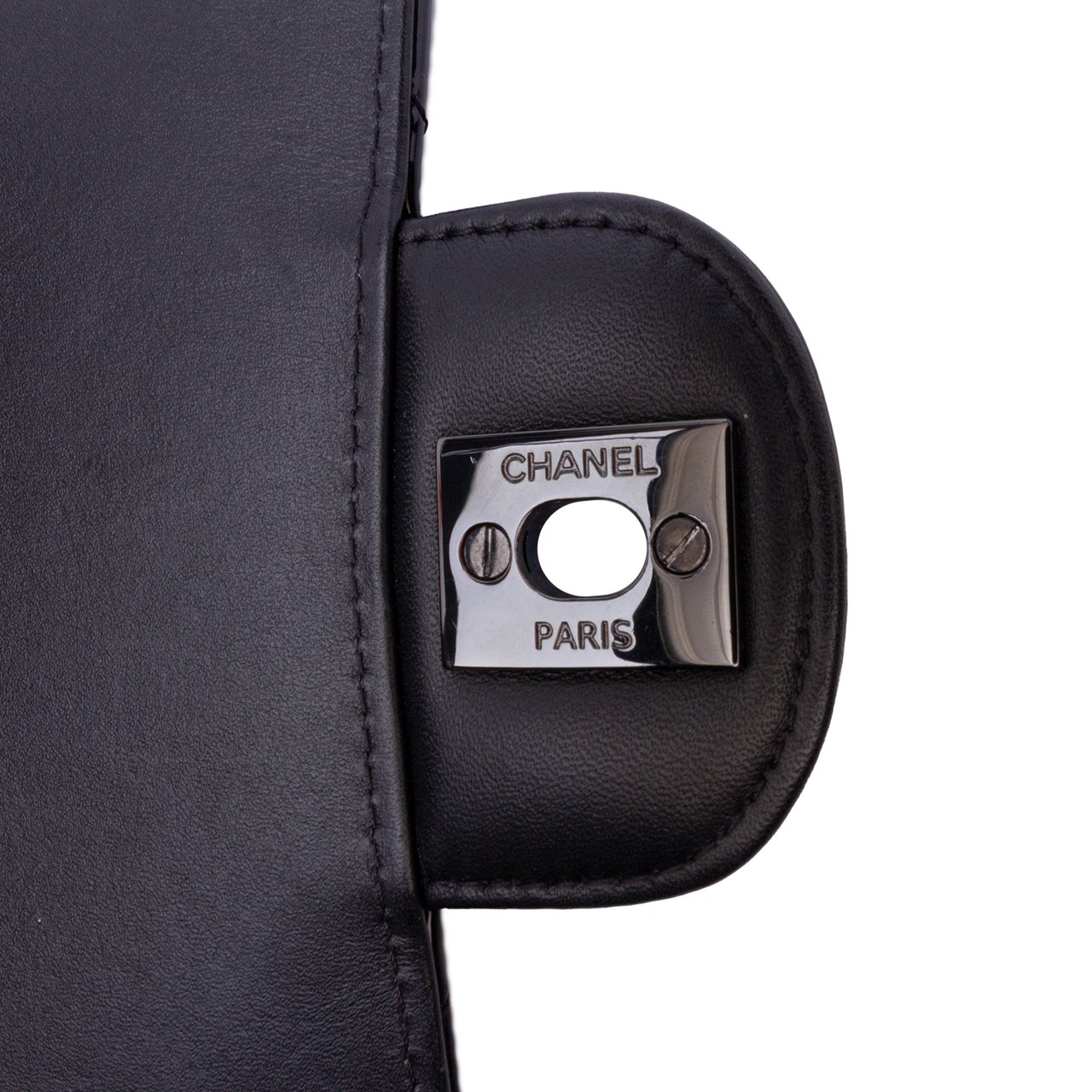 Chanel Mini Square Classic Patent So Black Single Flap Zwart