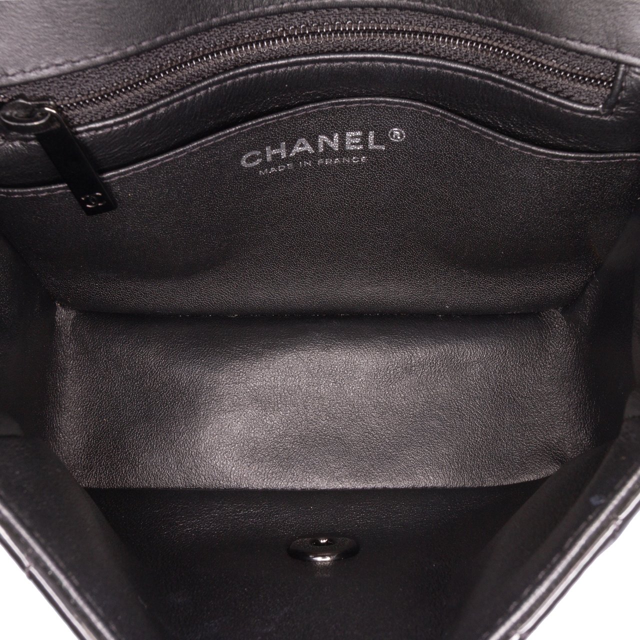 Chanel Mini Square Classic Patent So Black Single Flap Zwart