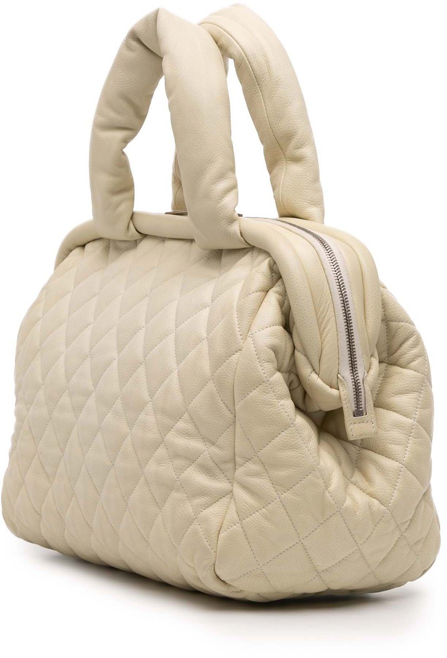 Chanel Quilted Caviar Coco Cocoon Bowler Bag Wit