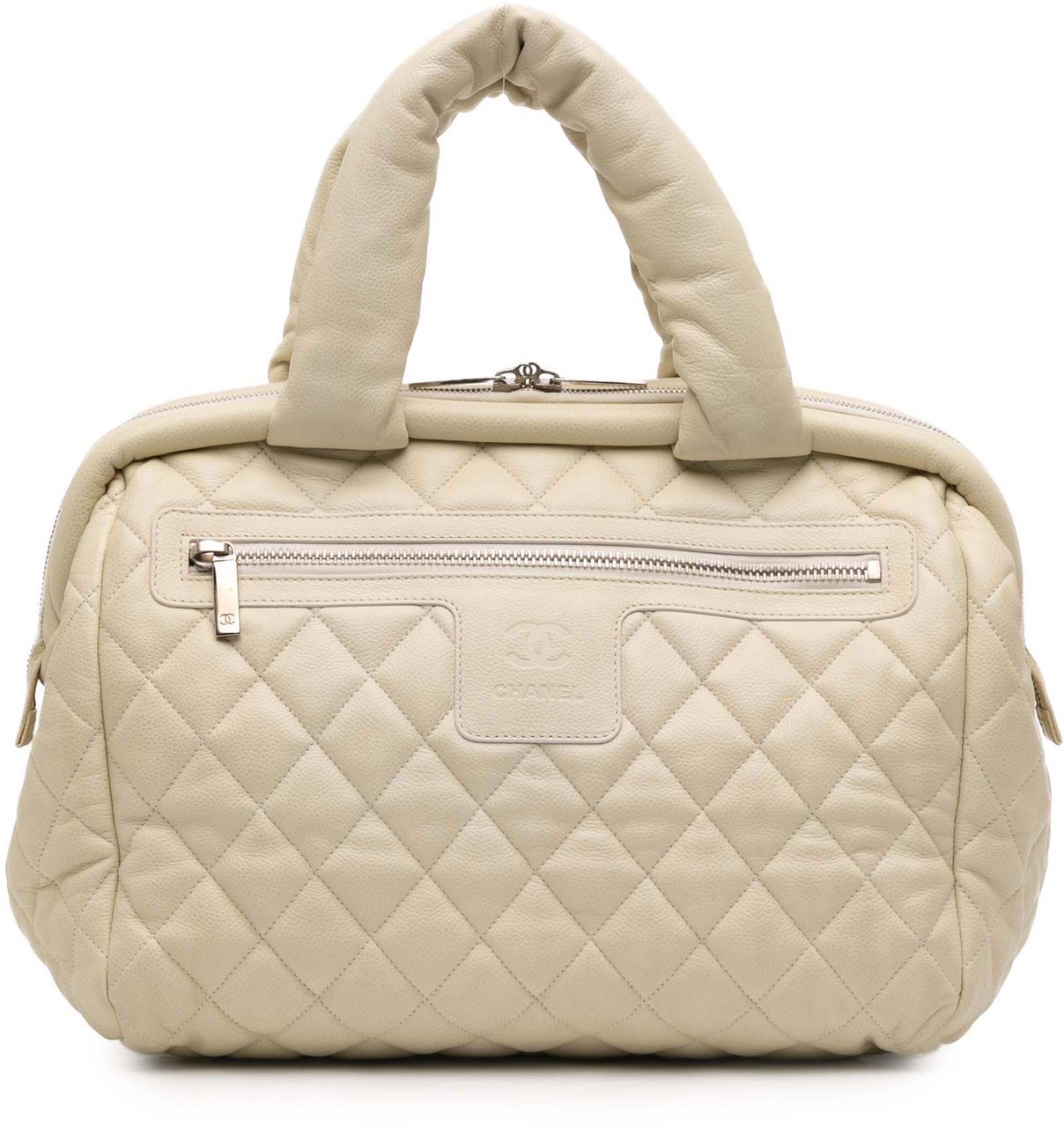 Chanel Quilted Caviar Coco Cocoon Bowler Bag Wit