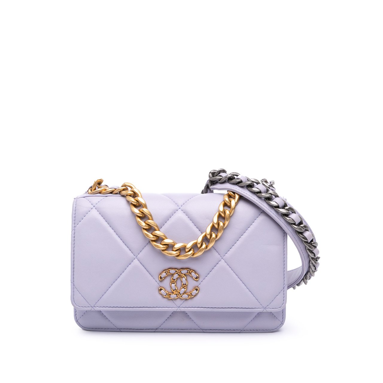 Chanel Quilted Lambskin 19 Wallet on Chain Paars