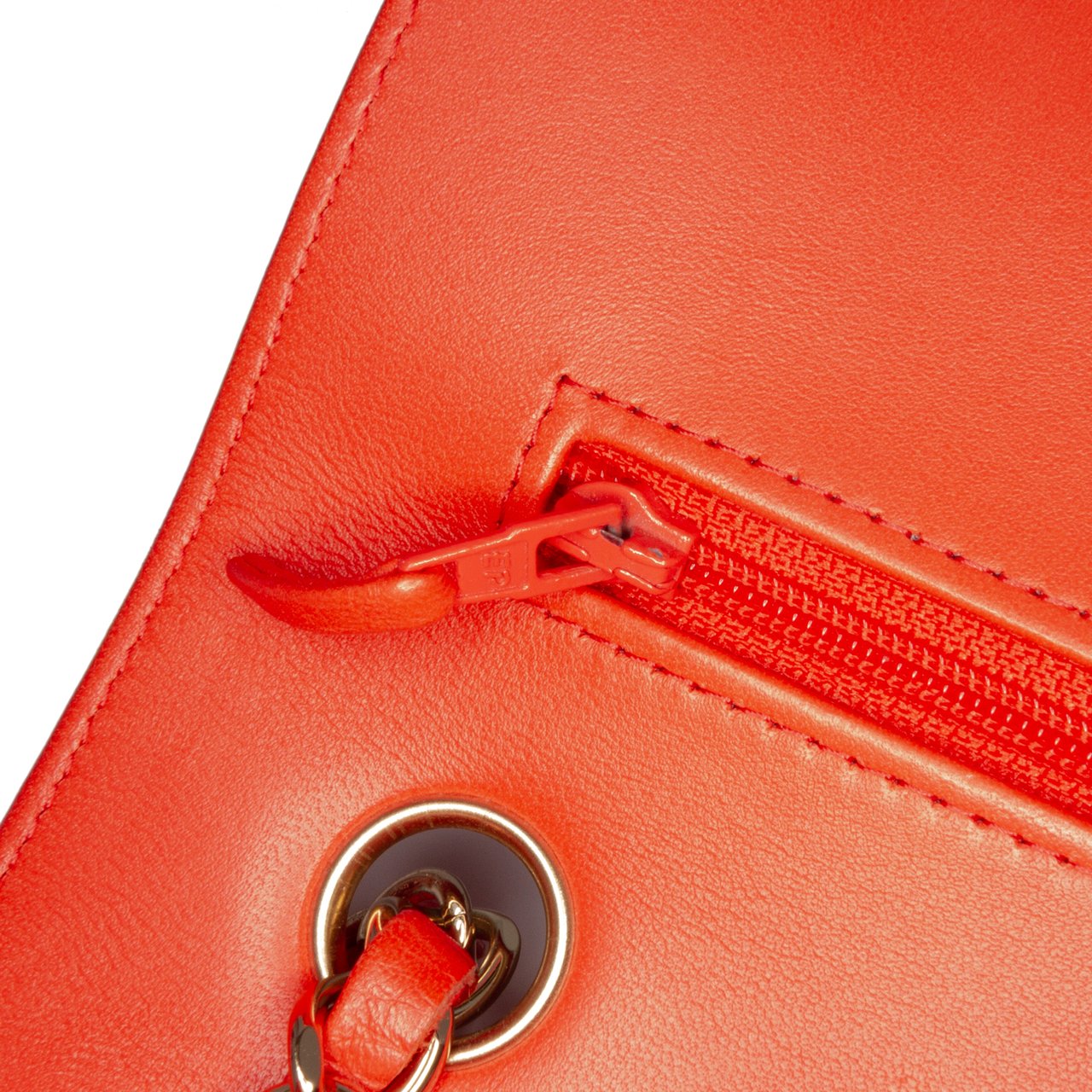Chanel Small Classic Chevron Lambskin Double Flap Oranje