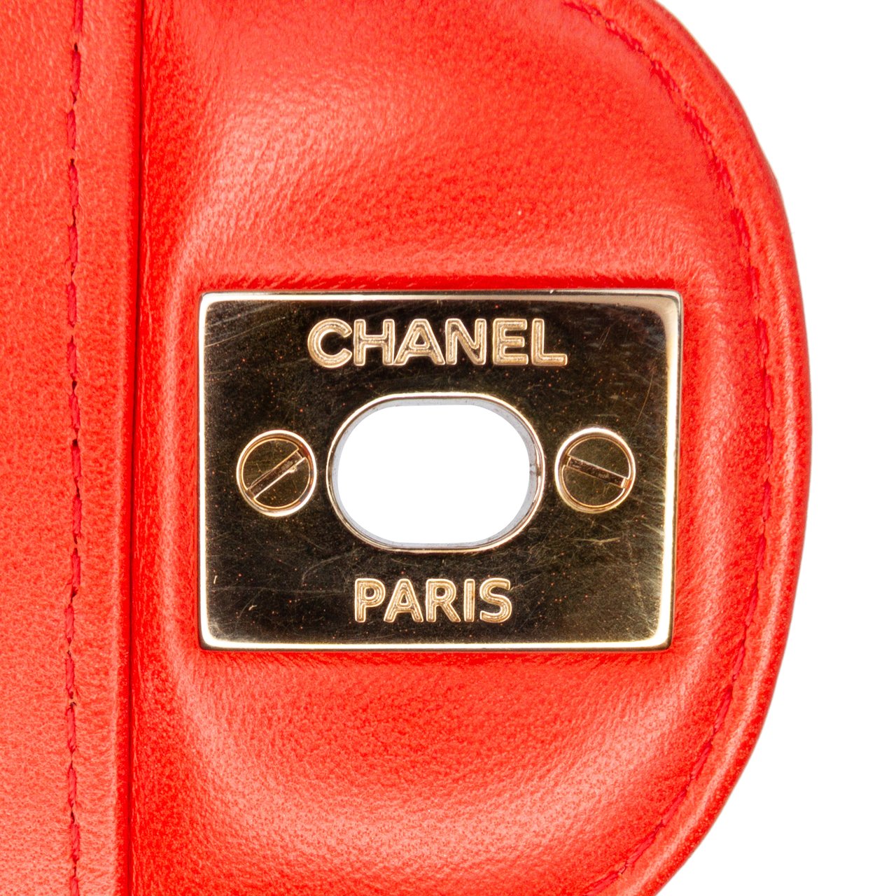 Chanel Small Classic Chevron Lambskin Double Flap Oranje