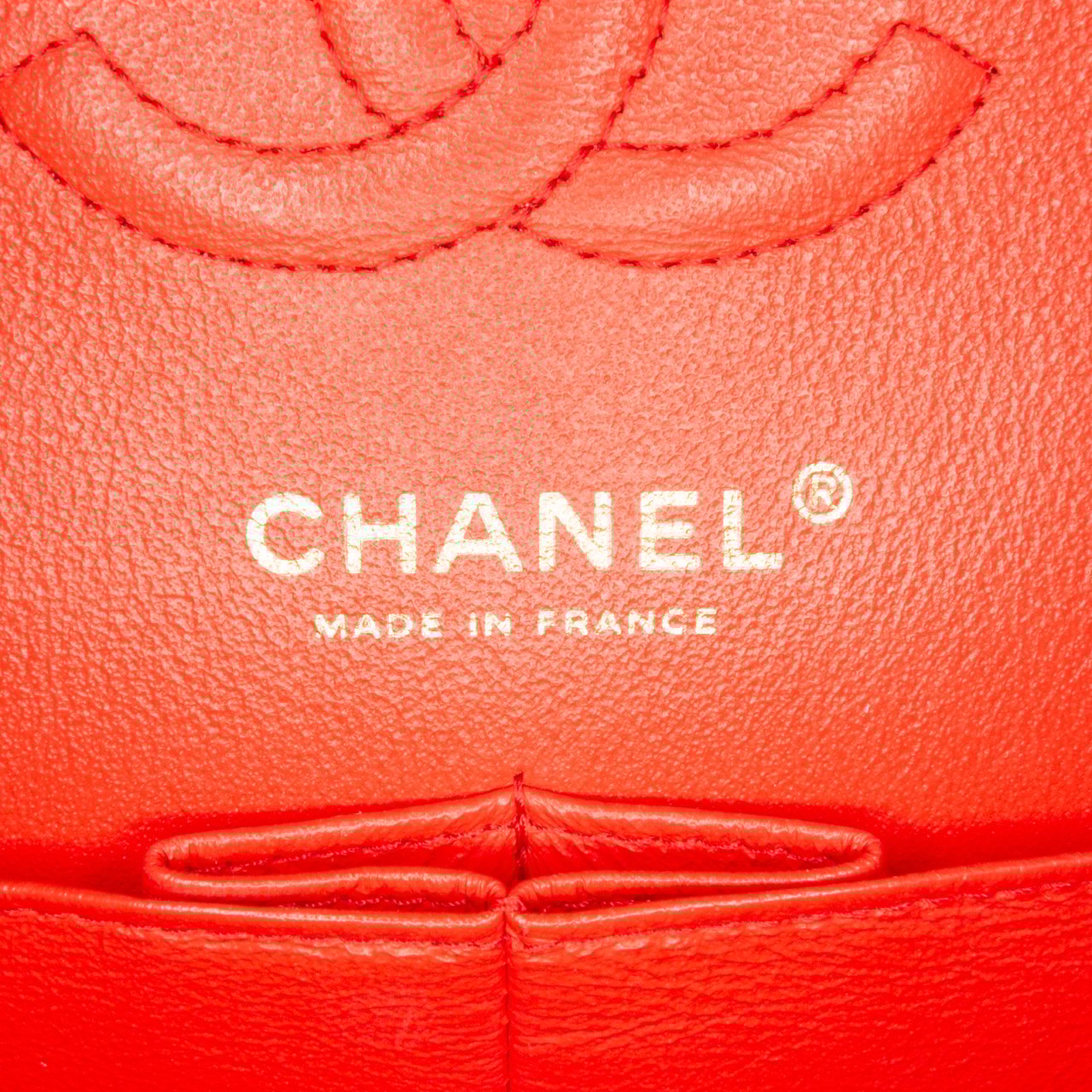 Chanel Small Classic Chevron Lambskin Double Flap Oranje
