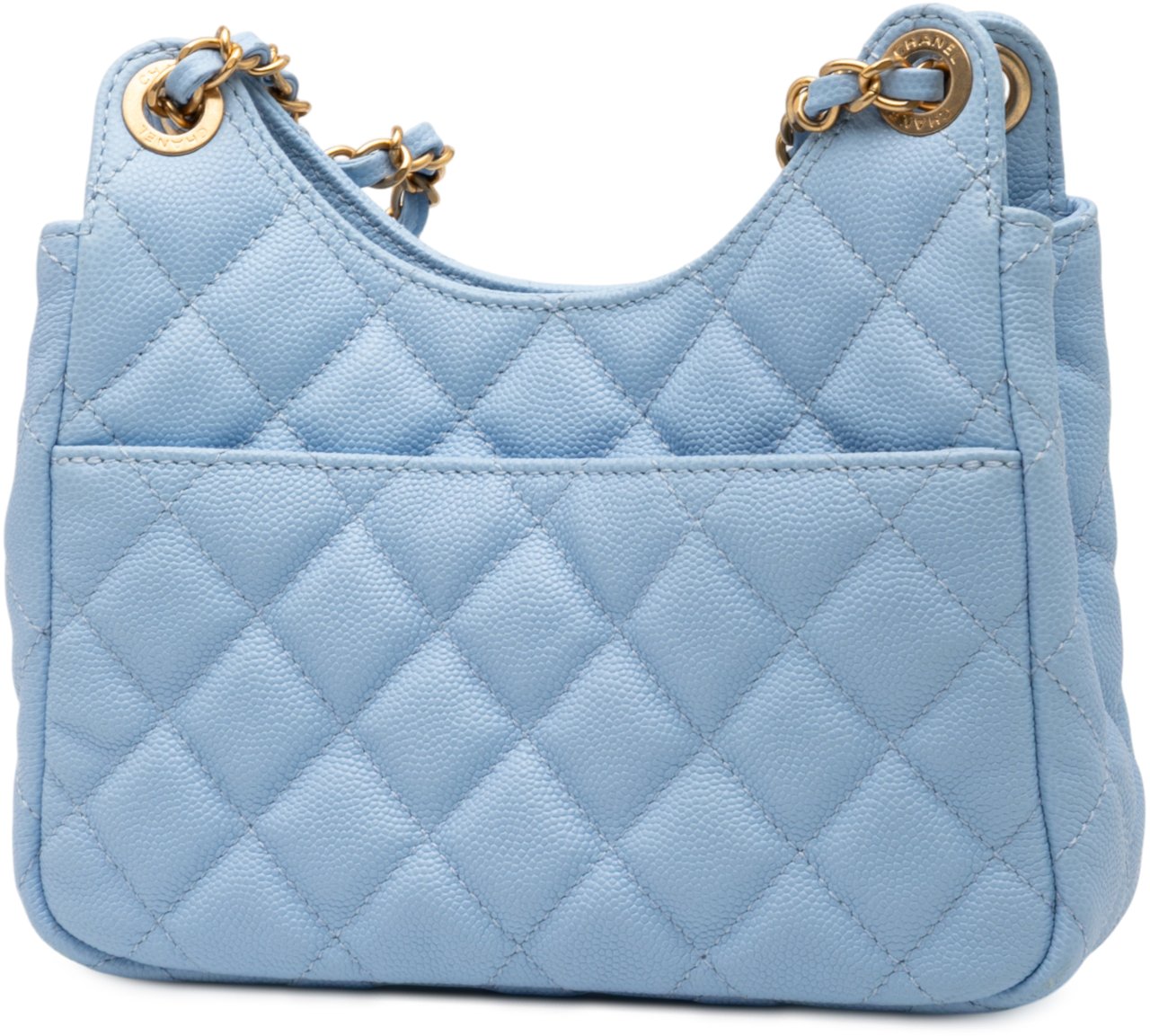 Chanel Small Quitled Caviar Wavy CC Hobo Blauw