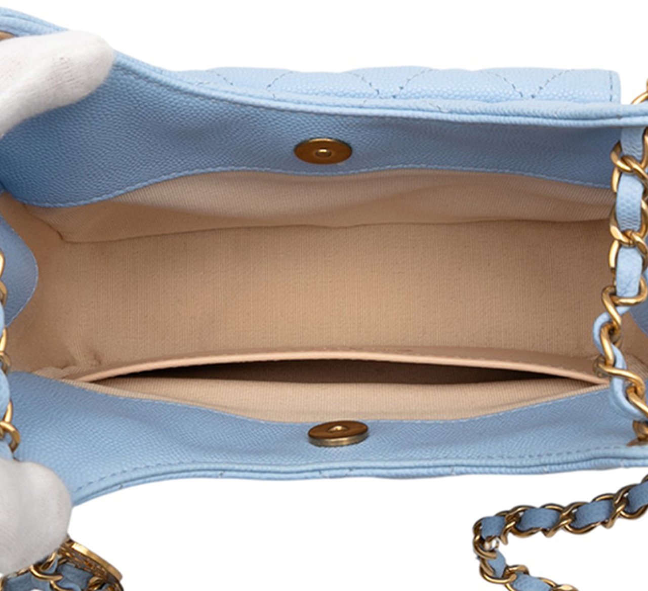 Chanel Small Quitled Caviar Wavy CC Hobo Blauw