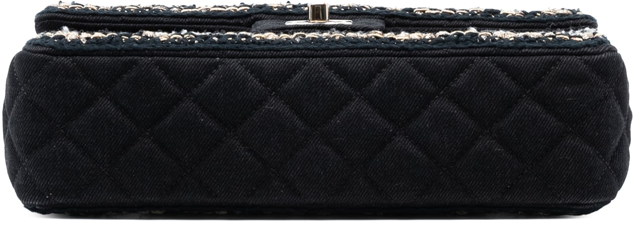 Chanel Medium Classic Denim Braided Single Flap Zwart