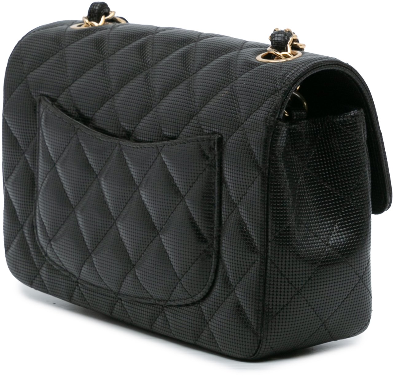 Chanel Mini Rectangular Classic Calfskin Pixel Effect Single Flap Zwart