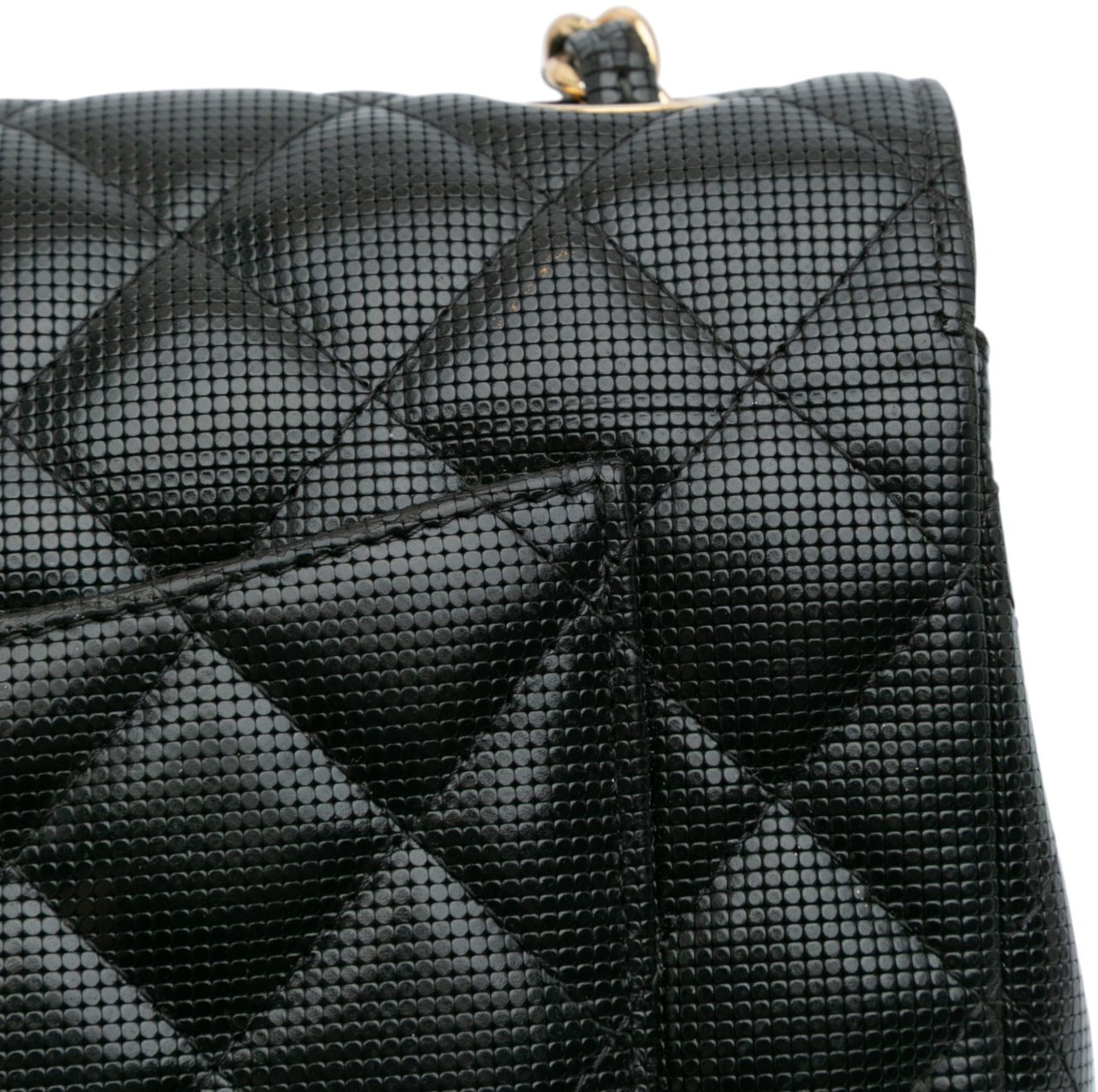 Chanel Mini Rectangular Classic Calfskin Pixel Effect Single Flap Zwart