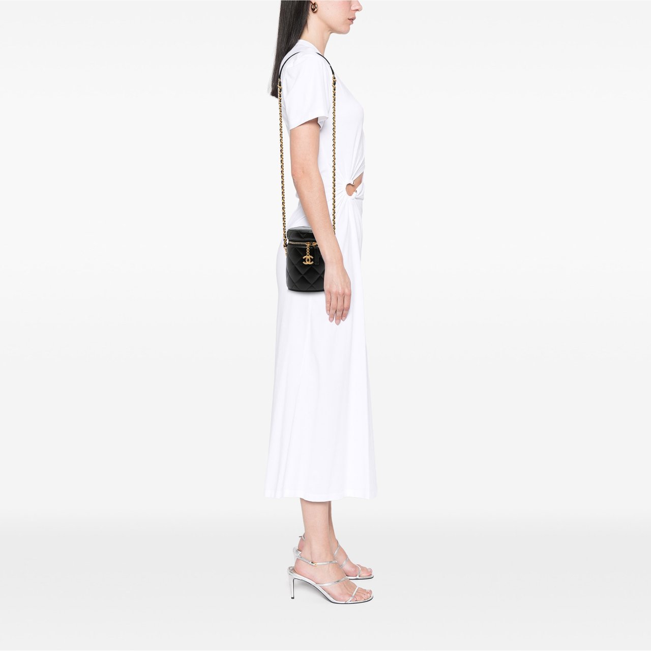 Chanel Small Quilted Lambskin Side Note Vanity Case Zwart