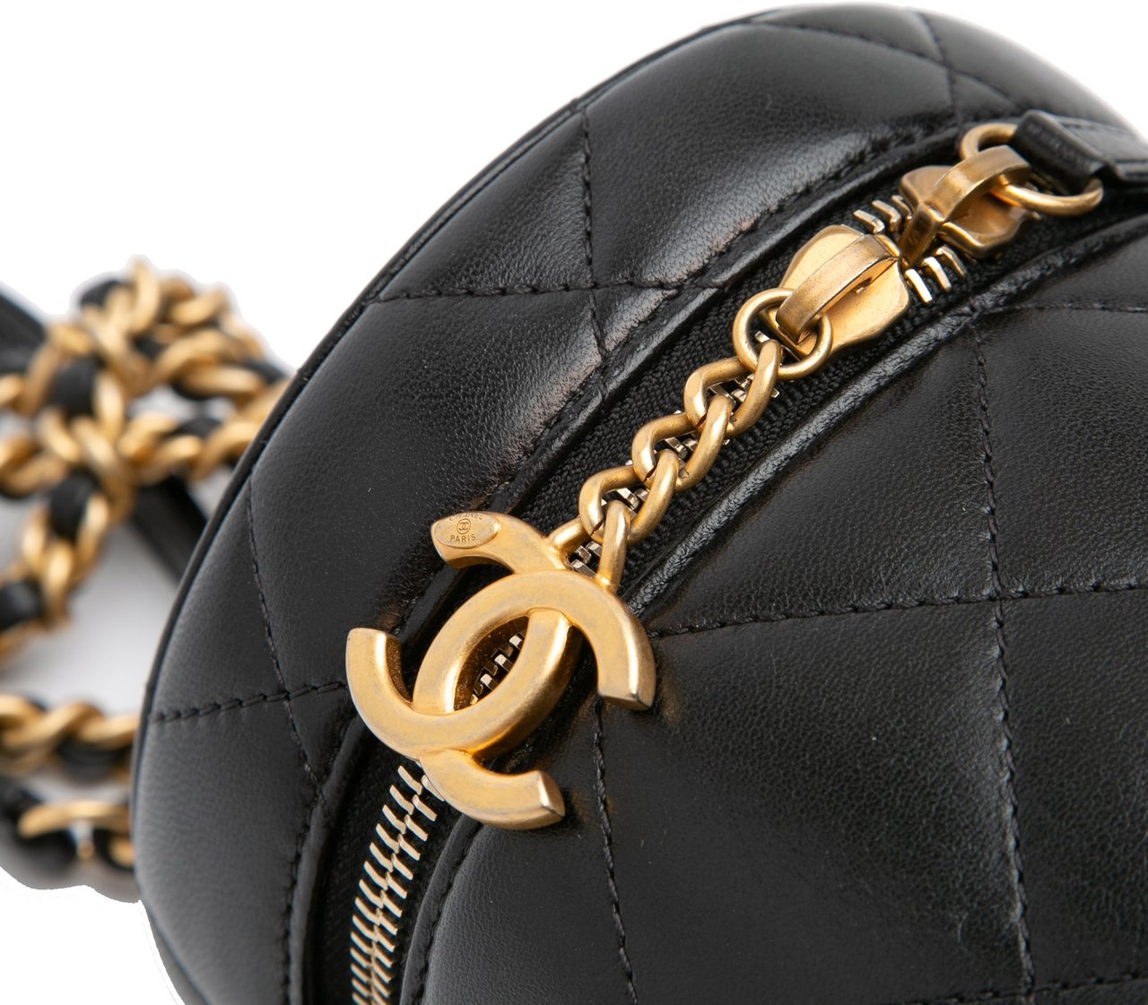Chanel Small Quilted Lambskin Side Note Vanity Case Zwart