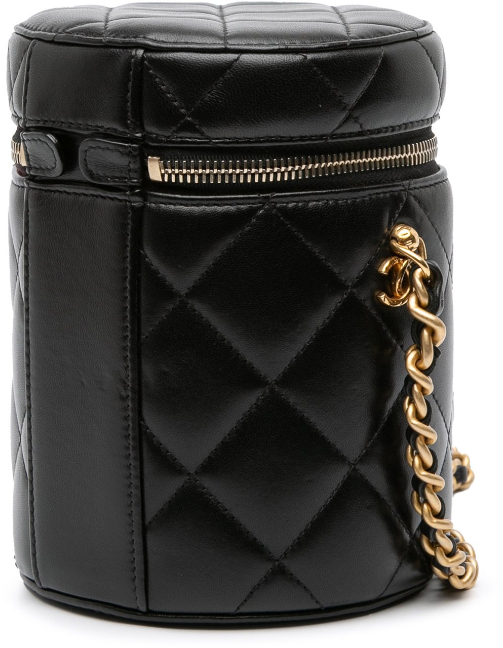 Chanel Small Quilted Lambskin Side Note Vanity Case Zwart