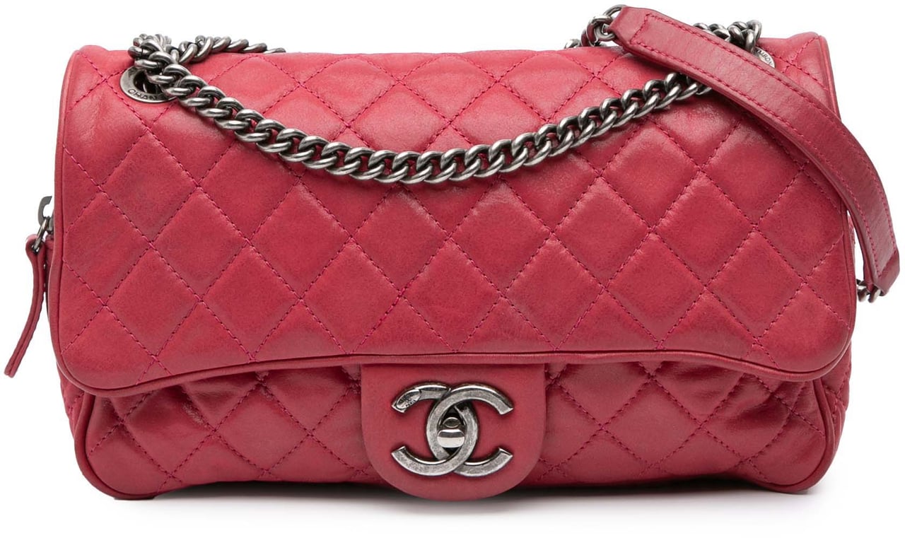 Chanel Small Quilted Iridescent Calfskin Shiva Flap Roze