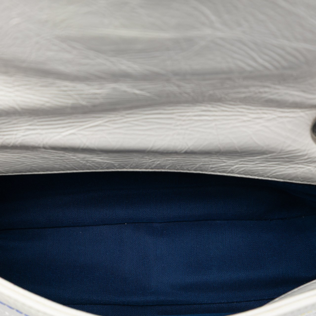 Chanel Distressed Calfskin Straight Line Stitch Flap Wit