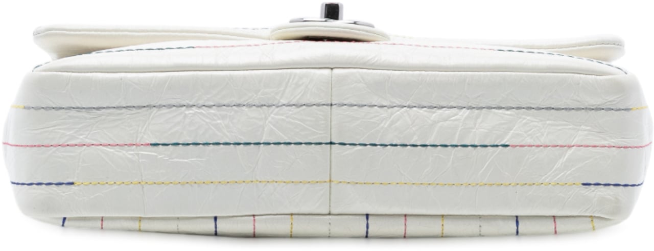 Chanel Distressed Calfskin Straight Line Stitch Flap Wit