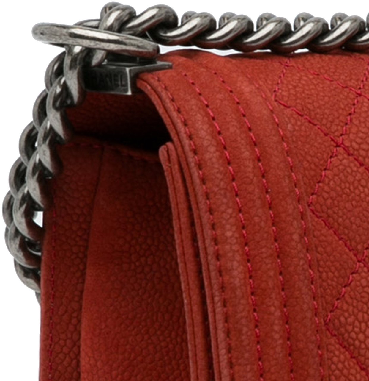 Chanel Old Medium Quilted Caviar Boy Flap Rood