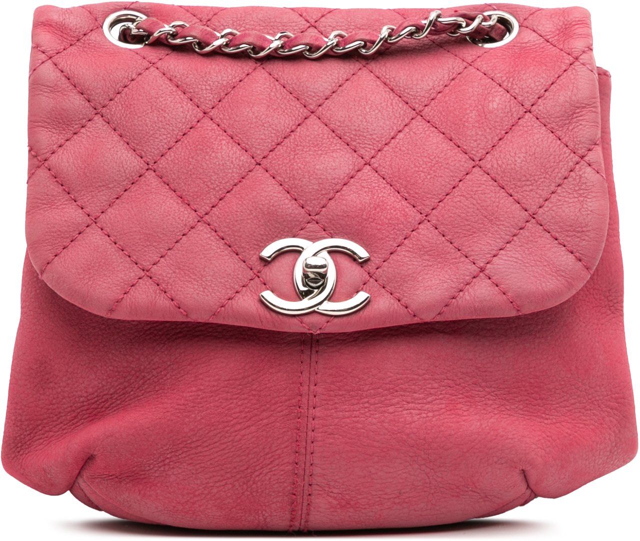 Chanel Mini Quilted Nubuck Trianon Messenger Flap Roze