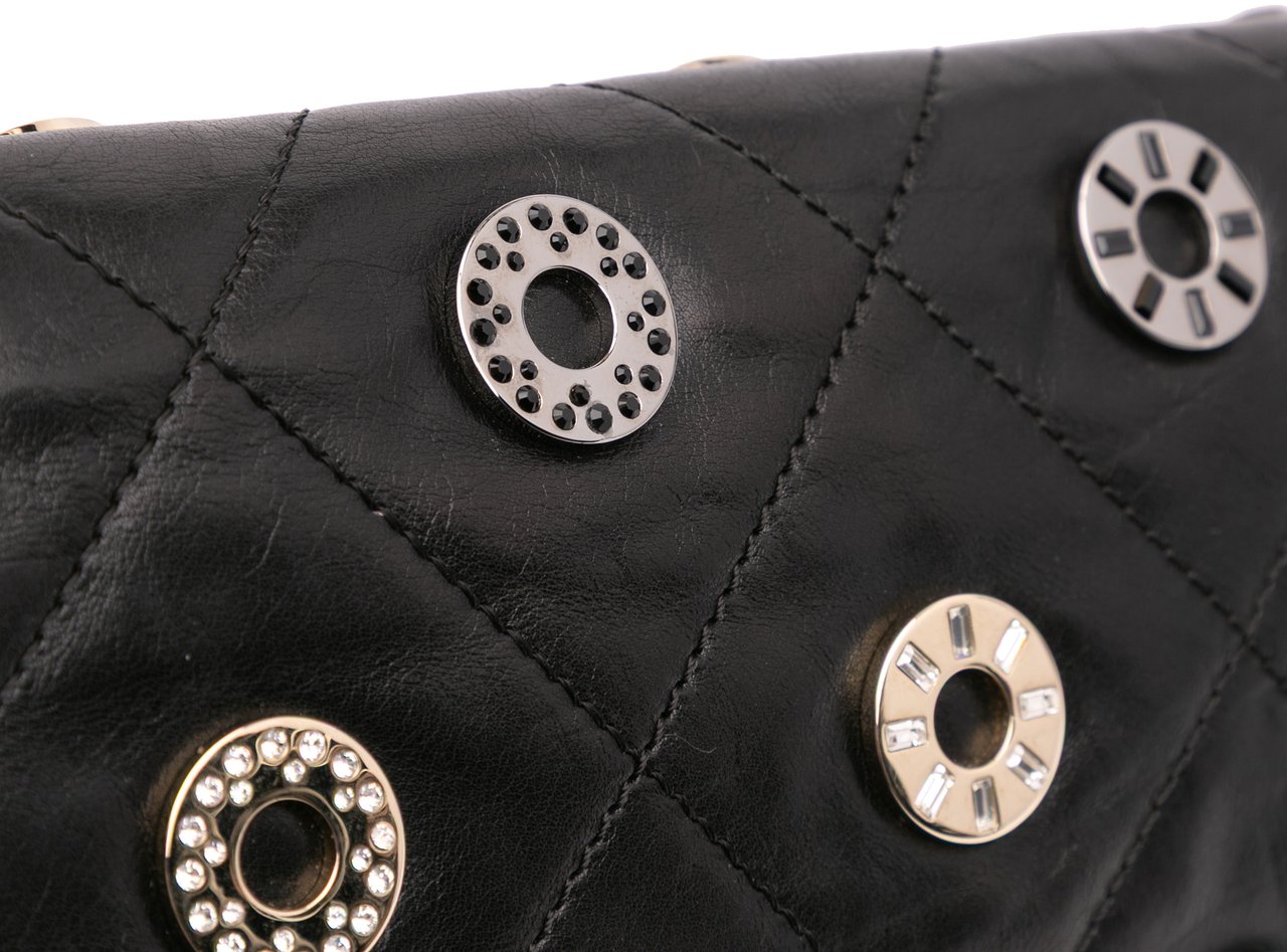 Chanel Quilted Calfskin Star Attitude Grommet Fold Over Clutch Zwart