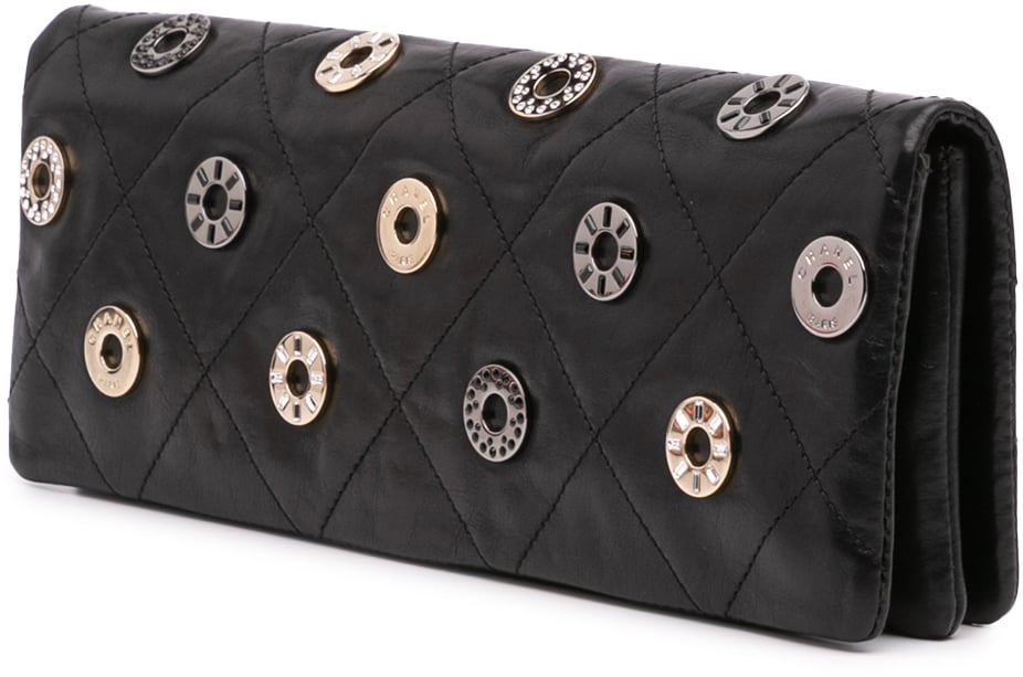 Chanel Quilted Calfskin Star Attitude Grommet Fold Over Clutch Zwart