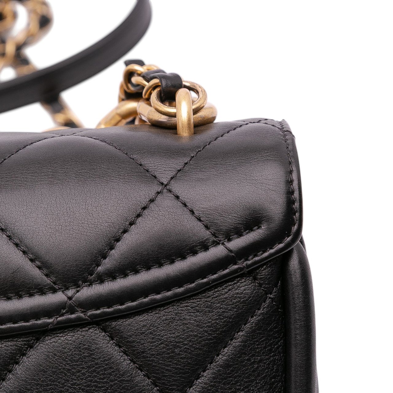Chanel Mini CC Quilted Calfskin Round Moon Messenger Flap Zwart