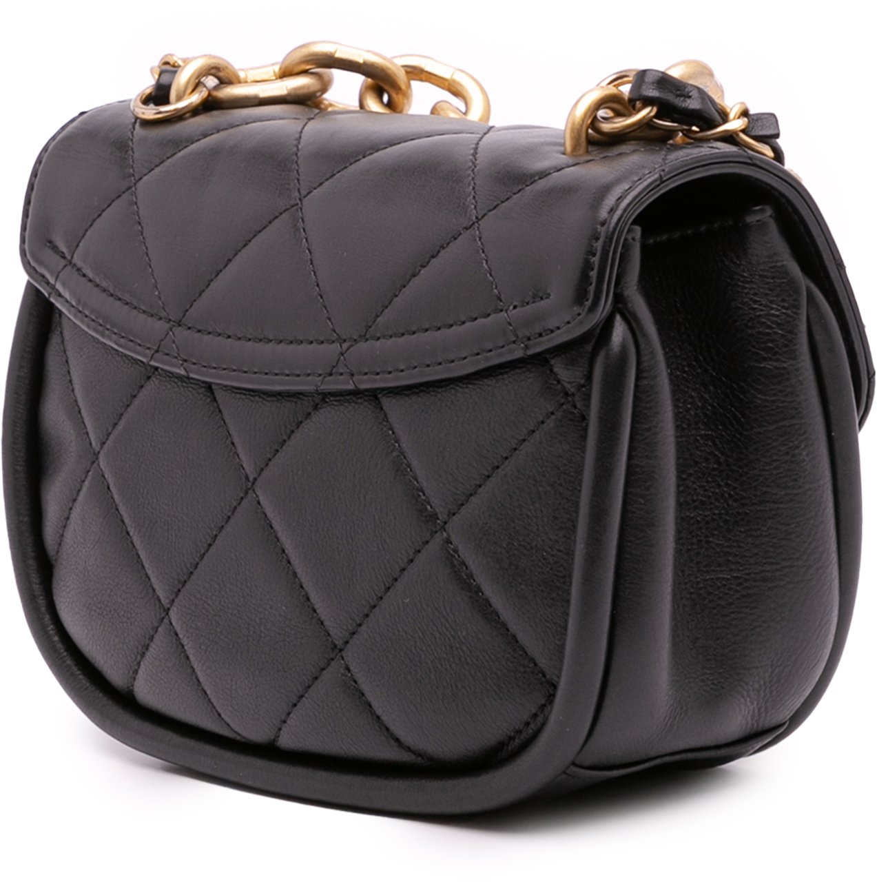 Chanel Mini CC Quilted Calfskin Round Moon Messenger Flap Zwart