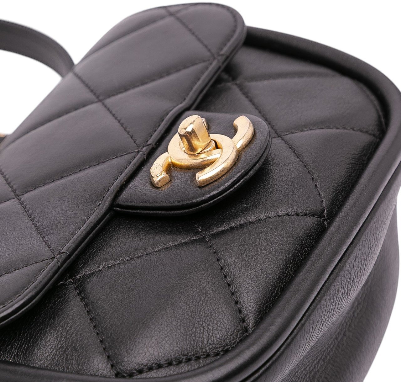 Chanel Mini CC Quilted Calfskin Round Moon Messenger Flap Zwart