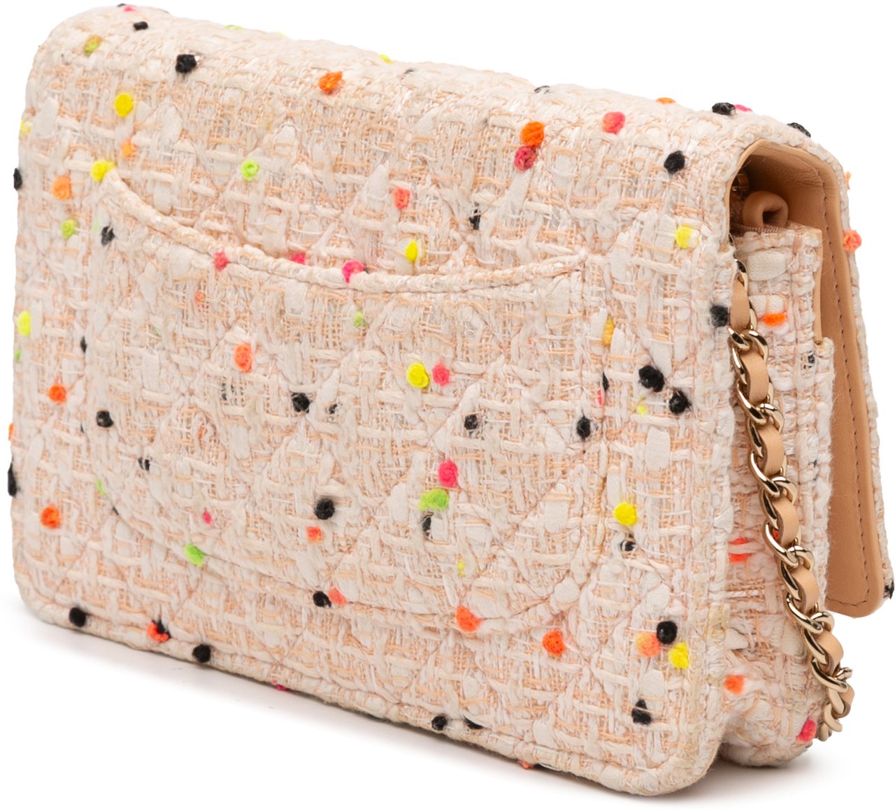 Chanel CC Quilted Tweed Candy Cotton and Beach Ball Wallet On Chain Bruin