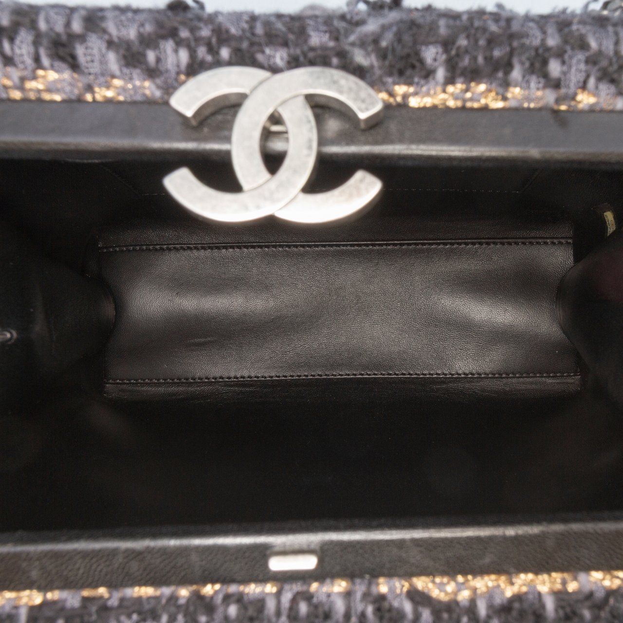 Chanel Multicolor Tweed Quadrato Box Crossbody Bag Zwart