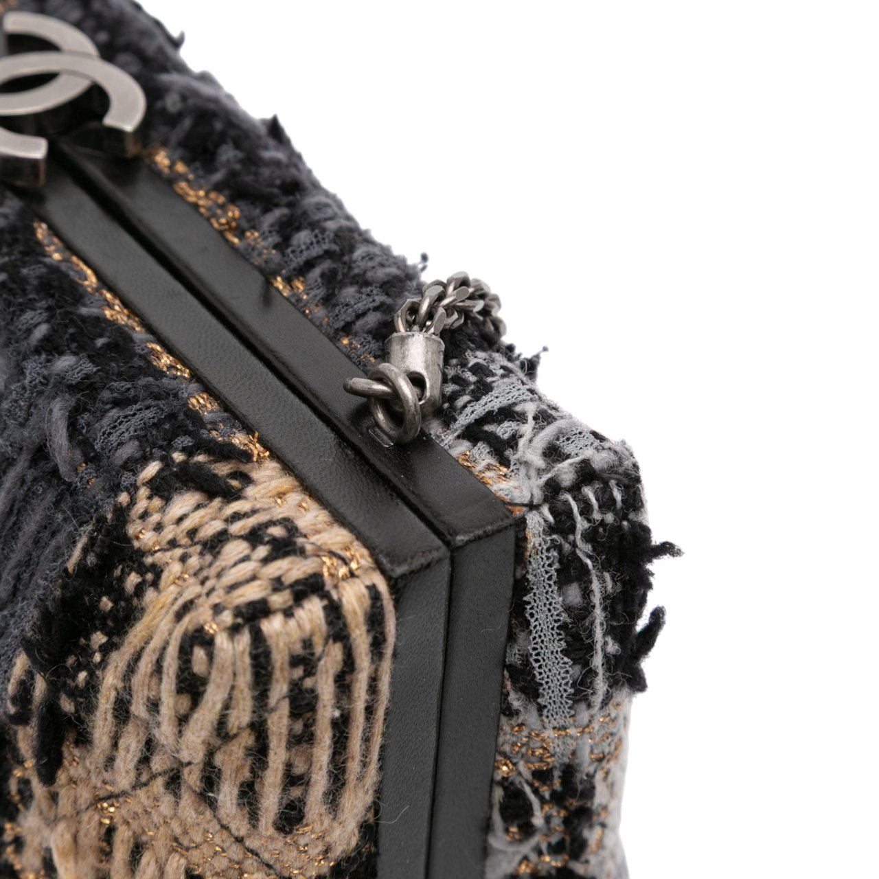 Chanel Multicolor Tweed Quadrato Box Crossbody Bag Zwart