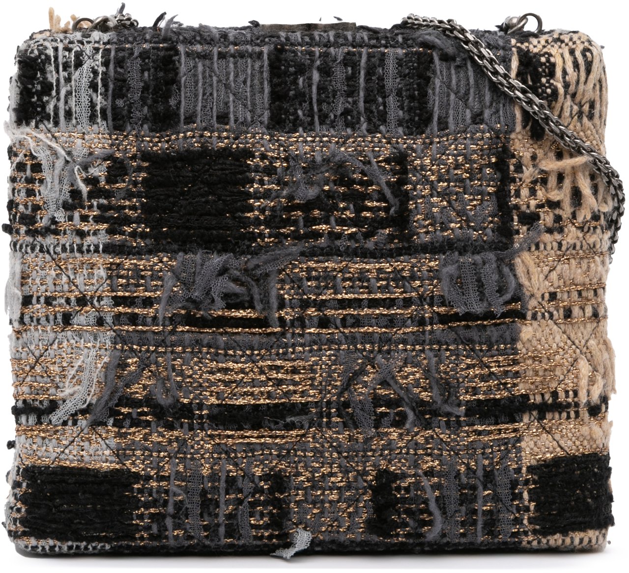 Chanel Multicolor Tweed Quadrato Box Crossbody Bag Zwart