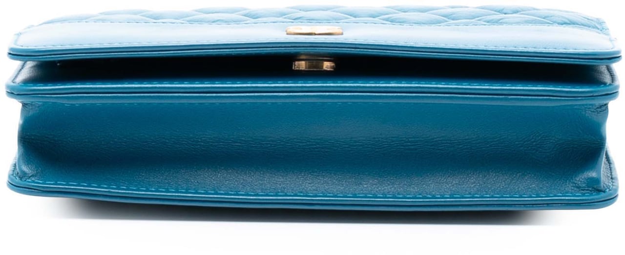 Chanel Quilted Aged Calfskin Gabrielle Wallet On Chain Blauw