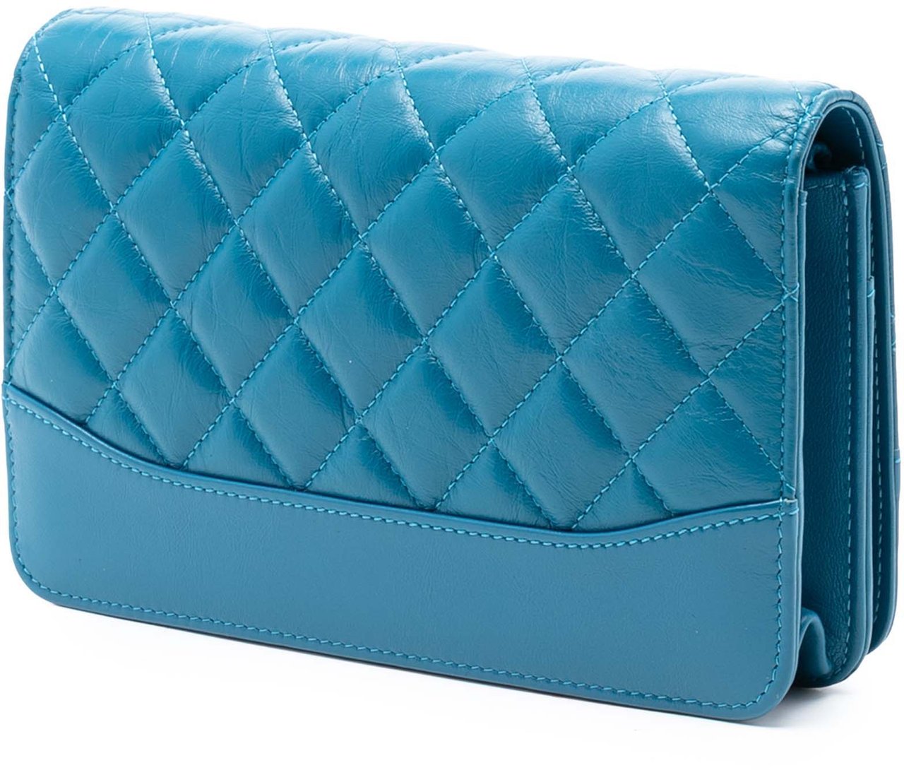Chanel Quilted Aged Calfskin Gabrielle Wallet On Chain Blauw
