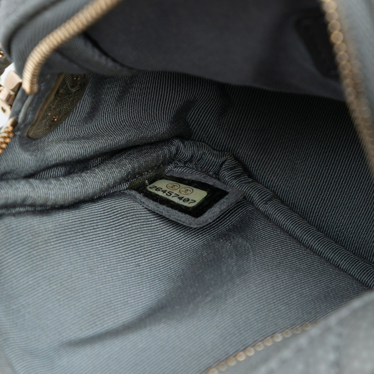 Chanel Mini Quilted Caviar Coco Tassel Camera Case Grijs