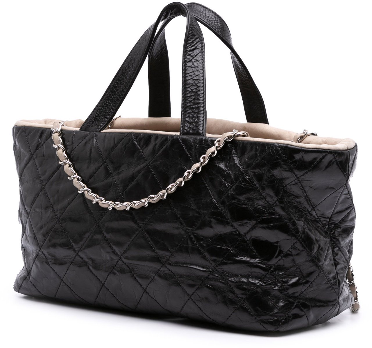 Chanel CC Quilted Glazed Calfskin Portobello Tote Zwart